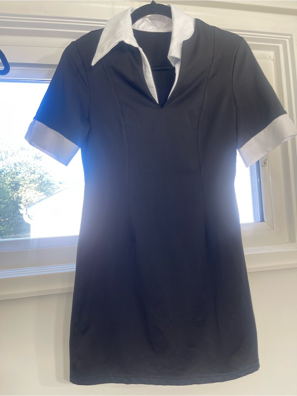SHEIN Black Mini Dress with White Collar and Cuff Accents